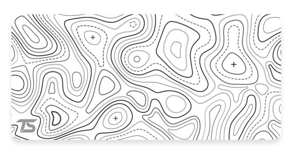 Tapis de souris de jeu avec contour topographique blanc, 80 x 40 cm, taille  XXL, lignes