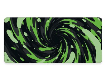 Gaming Mouse Pad XL - Vortex Green | Extended Desk Mat | 900x400 / 800x300 | Stitched Edges | Nonslip | Washable