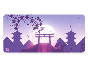 Alfombrilla de ratón extragrande estilo anime - Kioto / Alfombrilla de escritorio para juegos / 900x400 / 800x300 / Cosida / Antideslizante / Lavable