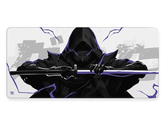 Anime Mouse Pad XL - Samurai Light Purple | Extended Gaming Desk Mat | 900x400 / 800x300 | Stitched | Nonslip | Washable
