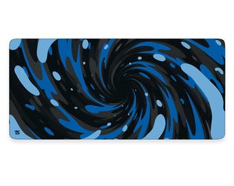 Gaming Mouse Pad XL - Vortex Blue | Extended Desk Mat | 900x400 / 800x300 | Stitched Edges | Nonslip | Washable