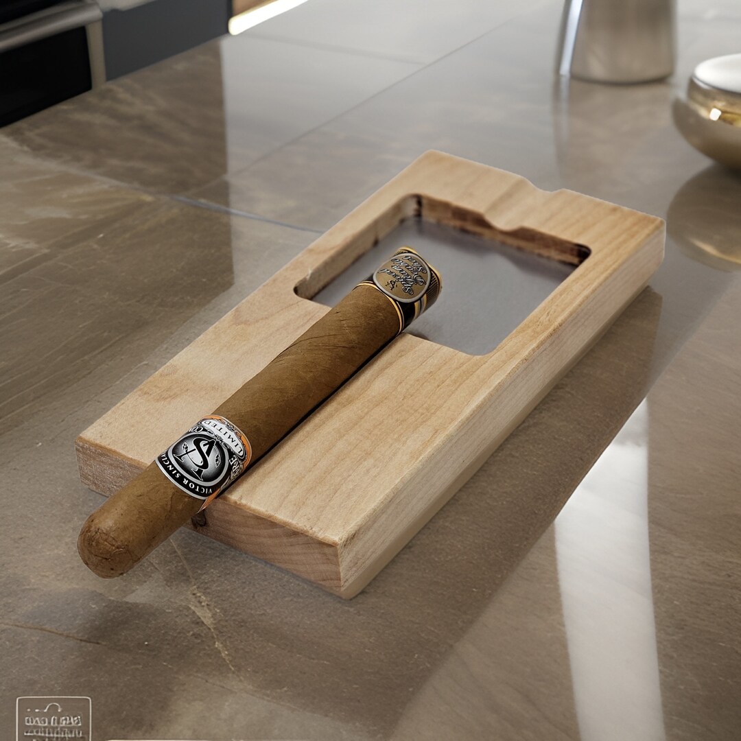 Handcrafted Cigar Ashtray Ambrosia Maple Wood With Aluminum Plate and ...