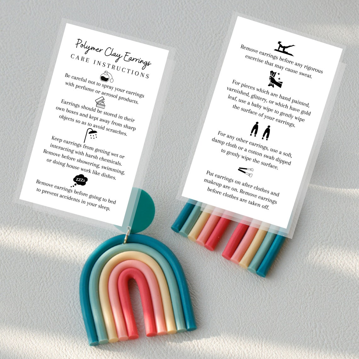 Polymer Clay Earring Care Instruction Card Physical Printed Etsy Canada