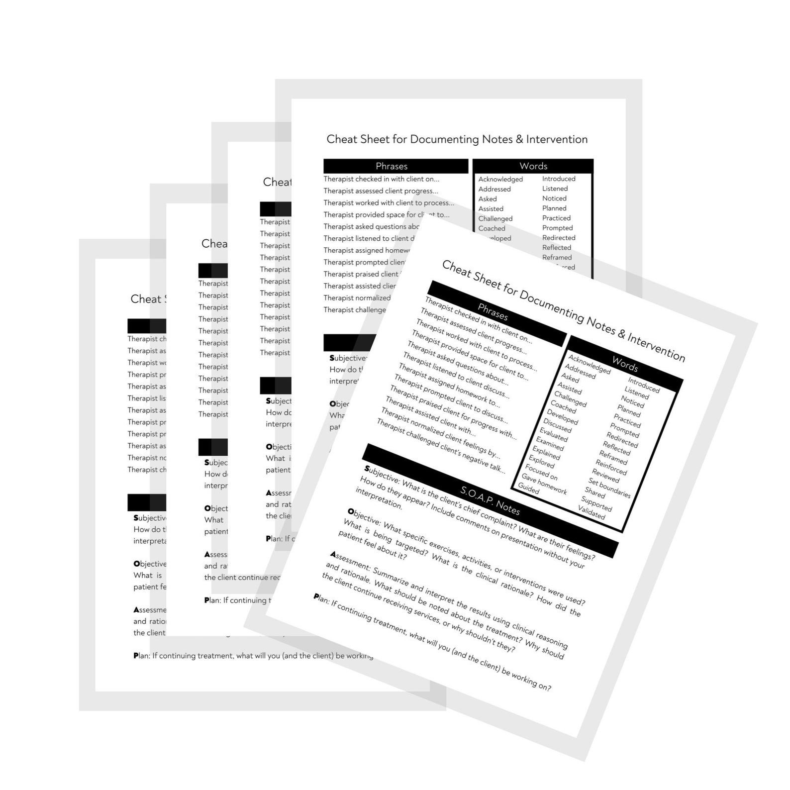 Therapy Notes and Intervention Cheat Sheet 2 Laminated - Etsy