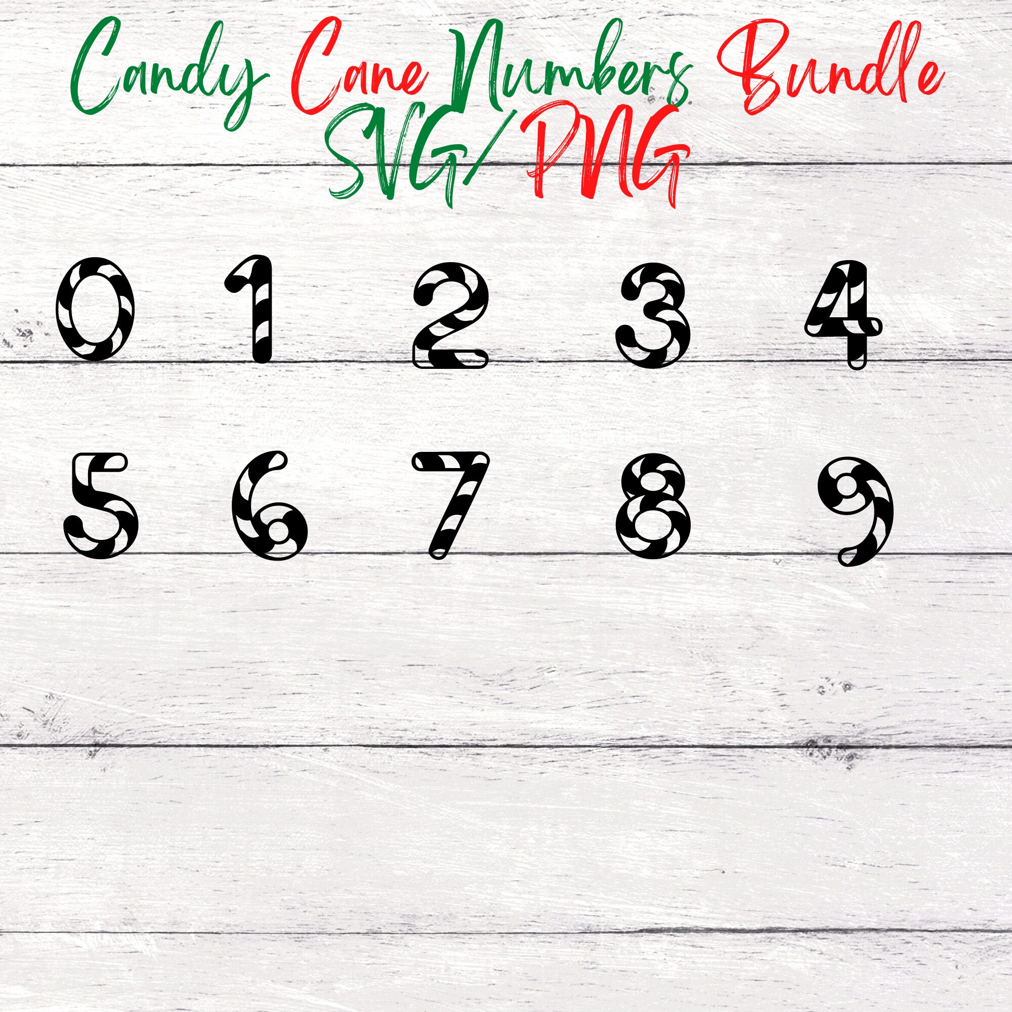 Candy Cane Numbers SVG/PNG Etsy