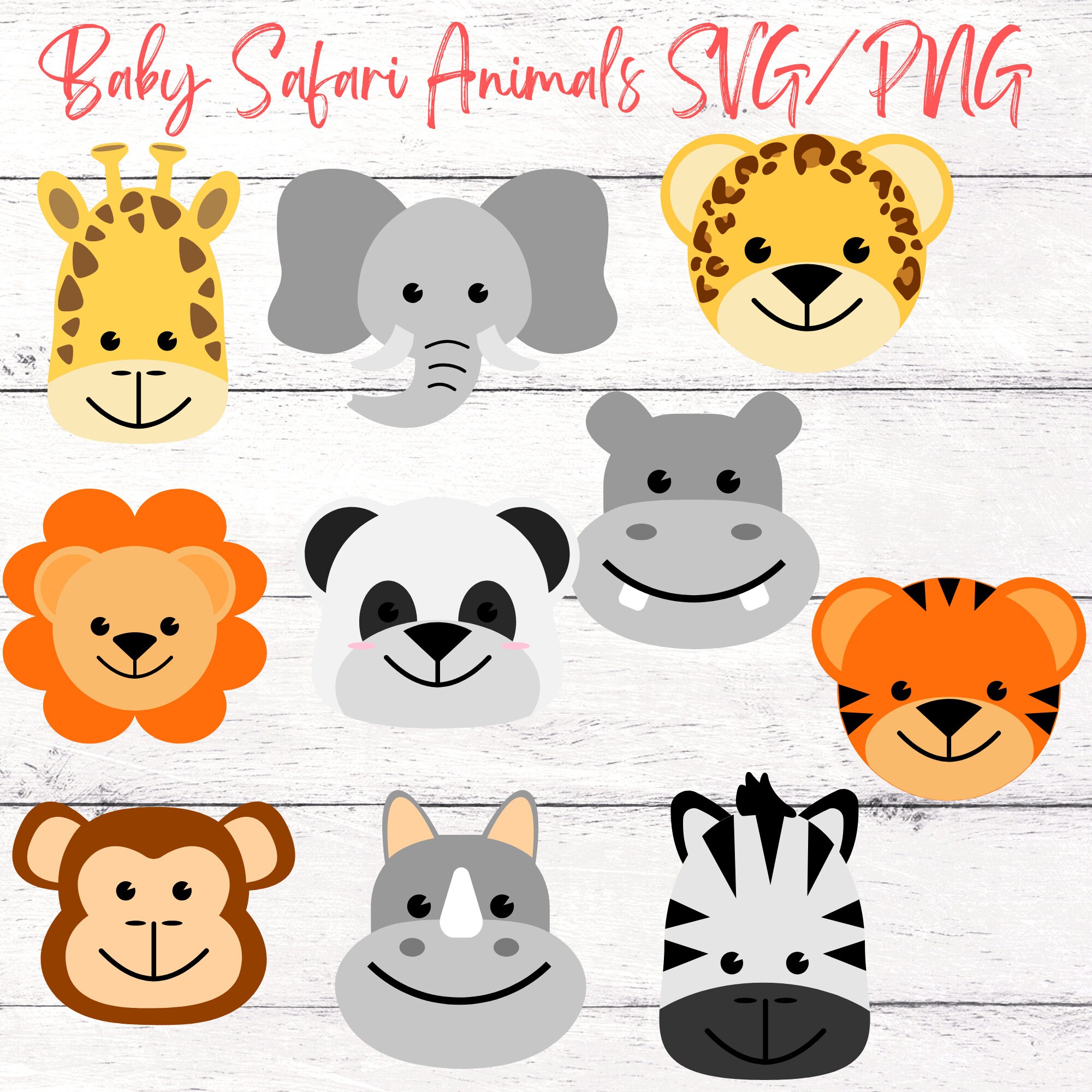 Safari Animals. Baby Animals. Safari SVG. Baby Animal Prints. - Etsy