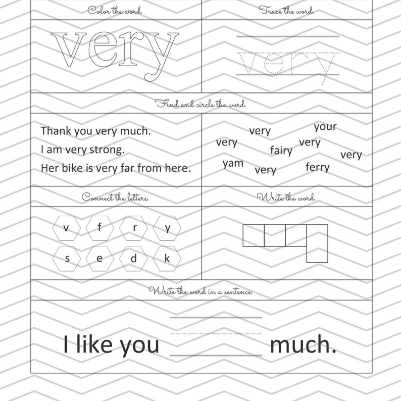 Sight Words Sight Words Worksheets Sight Words Printable Etsy