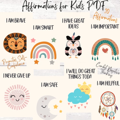 Printable Affirmation Cards for Kids Motivational Cards - Etsy