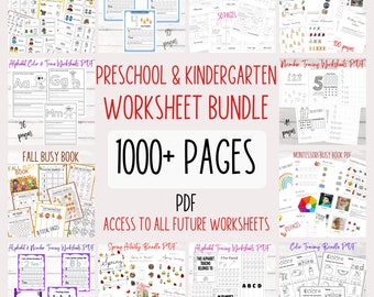 pre k 5 worksheets Preschool Pre-K +Kindergarten Learning Bundle.Activity Worksheets.Preschool worksheet printable. Montessori Activity.Sign Language Worksheet