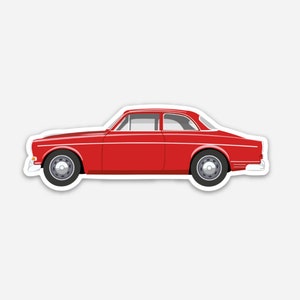 May include: A red vintage Volvo 1800ES coupe car. The car is shown in profile view.