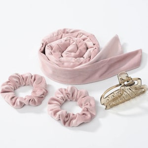 Heatless Hair Curler with Velvet Headband/Heatless Curl/Heatless Curling Ribbons Rose pâle
