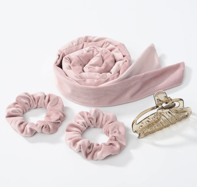 Heatless Hair Curler with Velvet Headband/Heatless Curl/Heatless Curling Ribbons Rose pâle