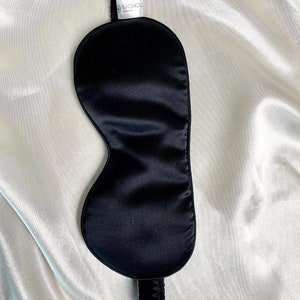 Masque de sommeil en soie de mûrier 19 Momme personnalisable /eye mask Silk costume / masque pour yeux OEKO TEX/ masque de nuit Noir