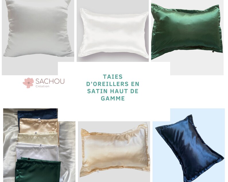 Taie doreiller en satin haut de gamme /Premium satin pillowcase image 1