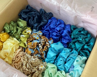 Set satijnen scrunchies/bruidsmeisjesscrunchies/pakket kleur scrunchies naar keuze