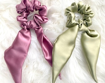 Detachable 19 Momme mulberry silk scarf / 19 Momme silk headband scrunchie