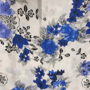 Chouchou imprimé en soie de mûrier 22 Momme /22 Momme mulberry silk printed scrunchie /chouchou imprimé fleur bleu en soie naturelle zdjęcie 5