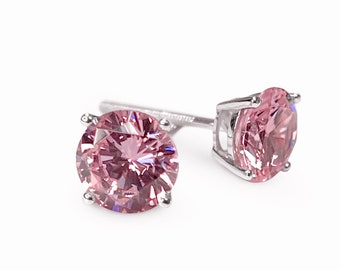 2.00 Ct Real 14K Rose Gold Created Diamond Earrings – Round Studs, Screw Back