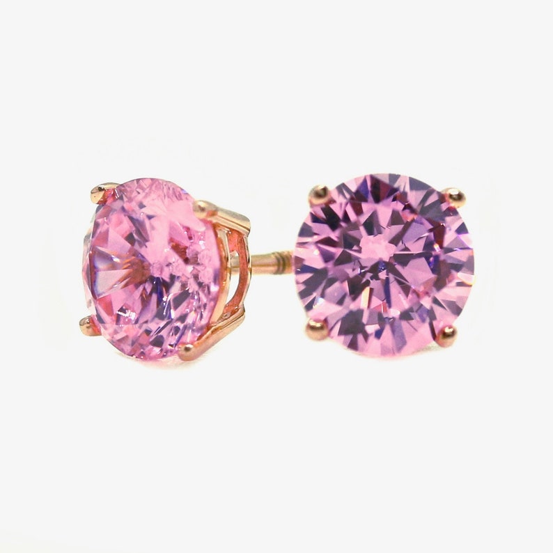 Gold Diamond Studs 3 Cheap mail order sales Ct Created Pink Round Challenge the lowest price of Japan So Earrings