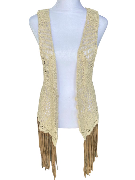 Cream Crochet Tassel Vest - Etsy
