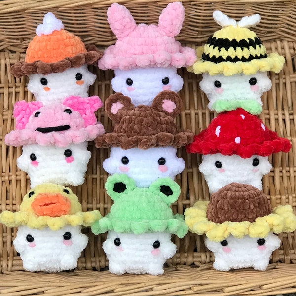 Chunky Mushies With Bucket Hats, Amigurumi, High Quality, Cheap and Fun Gifts