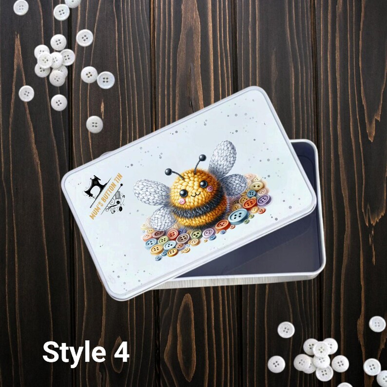 Button Tin With Bumble Bee Design. A Lovely Metal Storage Sewing Box ...