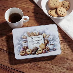 Biscuit tin, beautiful personalised metal storage treat box, unique Gift, cookie jar, customised present idea. Snack, supper box container