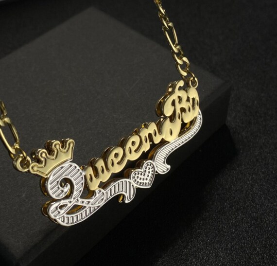 Nameplate necklace shop with crown