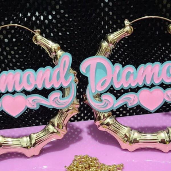 Beige - Handcrafted Inverted v Shaped Bamboo Earrings