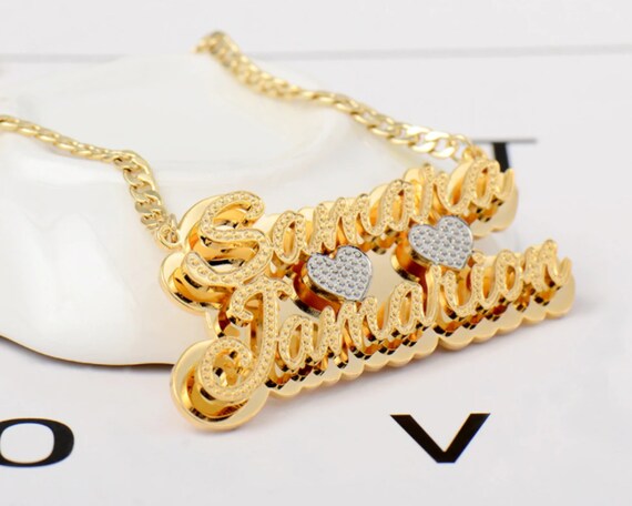 Double plated gold name necklace discount