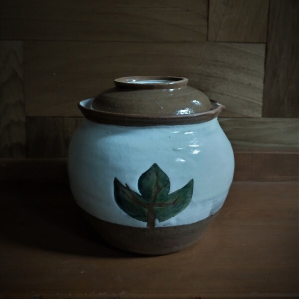 Fermentation Crock with Water Seal Lid for Pickles, Sauerkraut, Salsa, or Kim Chee. Handmade Traditional Clay Jar