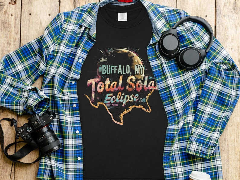 Buffalo NY 2024 Total Solar Eclipse Tshirt, Celestial Event Tee
