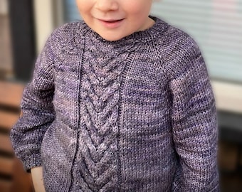 Kids Cable Knit Sweater Pattern – Easy Raglan Design (PDF Download)