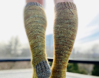 Long socks knitting pattern, knee socks knit pattern - Tuff Boot Socks - PDF download