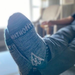Colorwork sock knitting pattern, knit sock pattern for men and women - PDF download - Sanctuary for the Abnormal by Tuff City Knits