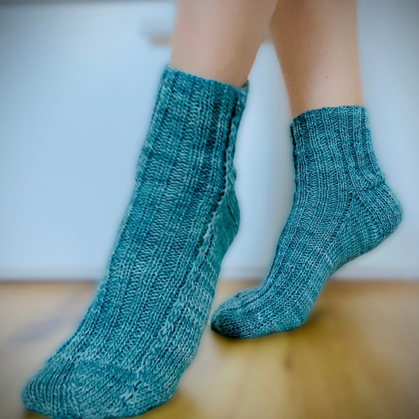 Easy Knit Socken Muster, Zweinadel Flachstrickmuster (PDF Download)