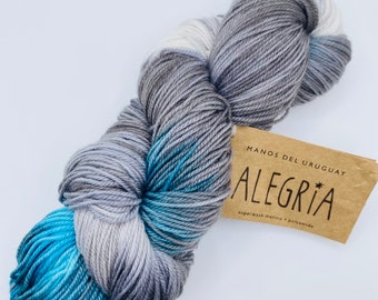 Manos del Uruguay Alegria wool hand dyed superwash merino wool blend, fingering weight sock yarn
