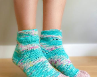 Toe Up Sock Knitting Pattern: Short Row Heel, Picot Cuff (PDF Download)