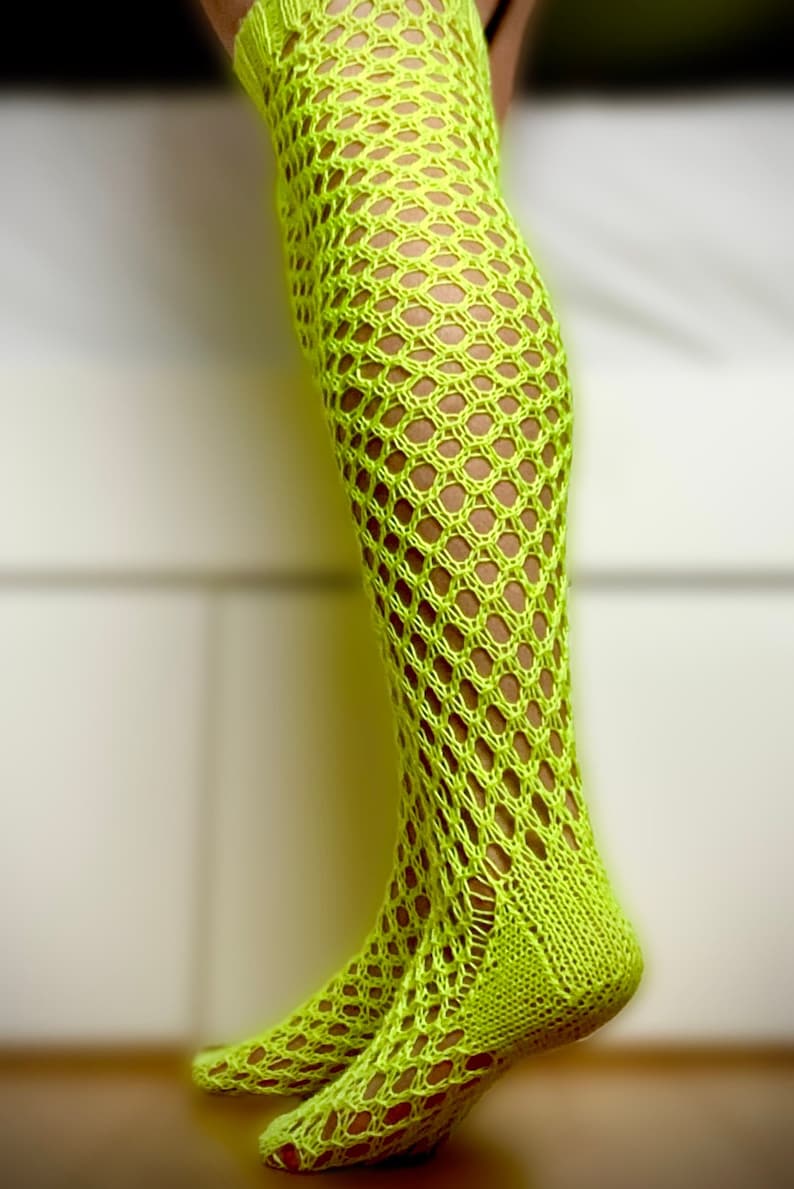 Thigh High Sock Knitting Pattern Mesh Knit Sock Pattern PDF Etsy
