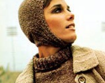 Hood knitting pattern - digital download - knitted winter hat with ear flaps, knit balaclava