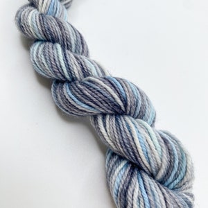 Madelinetosh Twist Light mini skein, hand dyed superwash merino wool, fingering weight yarn, sock yarn, one sock mini skein blue grey white