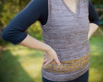 Patrón de tejido de chaleco para mujer, fácil de tejer (descarga en PDF)