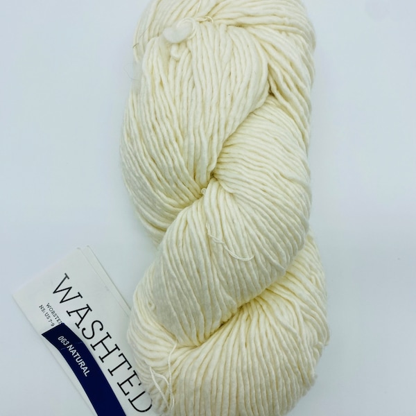 Malabrigo Washted, hand dyed superwash merino yarn, single ply worsted yarn, one skein
