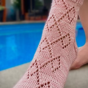 Elegant lace socks knitting pattern, knit lace socks, knit sock pattern, easy lace knitting  - PDF download - Janis Socks by Tuff City Knits