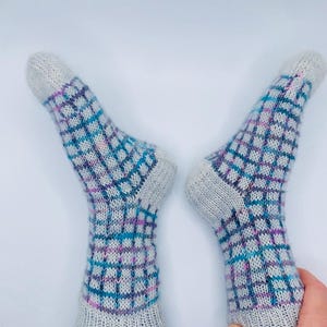 Checkered Socks Knitting Pattern - Easy Colorwork (Digital Download)