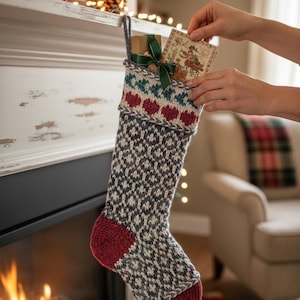 Heirloom Christmas Stocking Knitted Pattern, Stranded Colorwork, Worsted Weight (Digital Download)