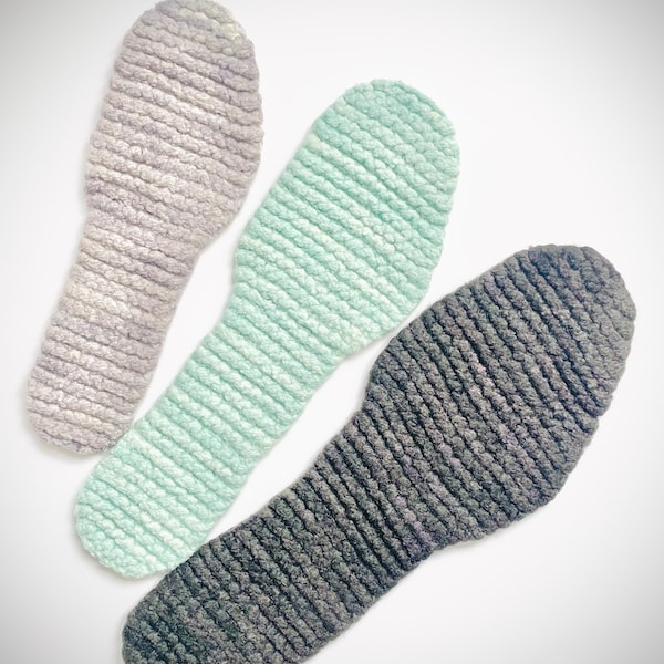Felted wool insoles knitting pattern, flat socks, wool shoe liners - PDF download - Tuff Soles