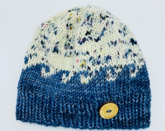 Easy colorwork hat knitting pattern, knit beanie pattern, knitted hat pattern - PDF download - Mavericks Toque