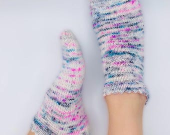 Ankle socks knitting pattern, picot cuff short sock pattern - digital download - Petits Caprices