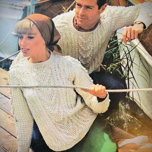 Vintage Fisherman Sweater Knit Pattern: Cable Knit Pullover (Digital Download)